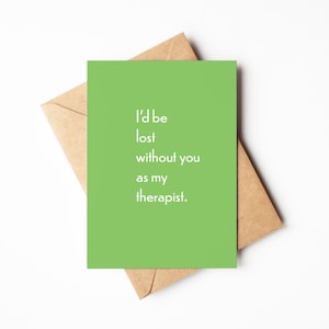 Wenskaart, cadeau therapeut, lifecoaches bedankt, grappige groene aandenken