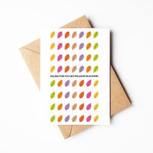 Romantische kaart, cadeau voor partner, herfstbladeren, herfstseizoensnotitie, truiweer, vier de herfstliefde, wenskaart