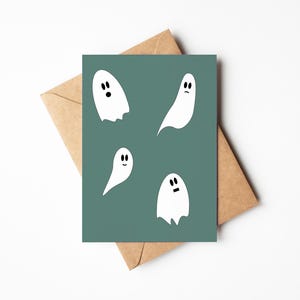 Feliz Dia das Bruxas, Temporada assustadora, Boo, Doces ou travessuras, Cartão de felicitações em branco, Fantasmas