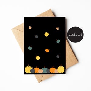 Imprimable, Cueillette de citrouilles, Météo des pulls, Saison des récoltes, Ambiance automnale, Carte de voeux vierge, Cadeau de Thanksgiving, Idée cadeau pour professeur