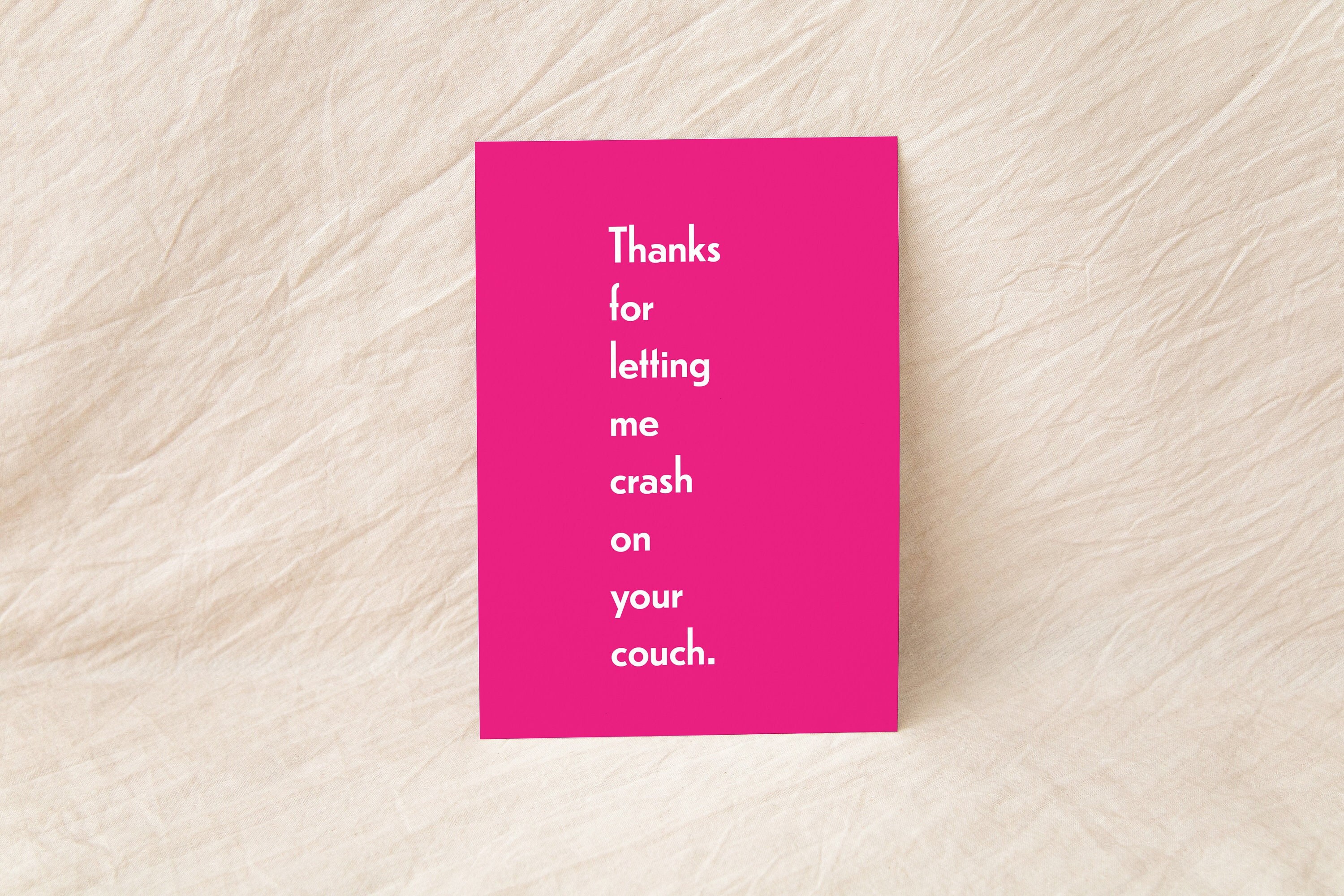 Bright Pink Thank You For Letting Me Crash On Your Couch - Etsy