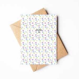 Greeting Card, Miss you, Romantic Gift for Her or Him, Unique Keepsake for Friend, Long Distance Relationship