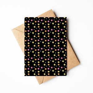 Blumenmuster-leere Karte, helle und bunte Grußkarte für alle Gelegenheiten, handgemachtes einzigartiges