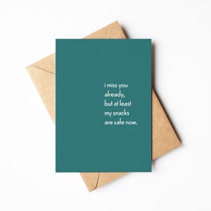 Cadeau-idee voor afscheid: donkergroene grappige wenskaart, ideale kamergenoot bij vertrek, afscheidsgebaar, geweldig cadeau voor studievrienden