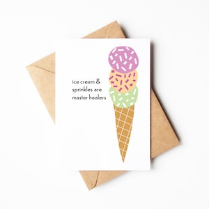 Gute Besserung Karte, Handgefertigtes Eis Design, Nachricht für schnelle Genesung, Nachdenkliches Geschenk
