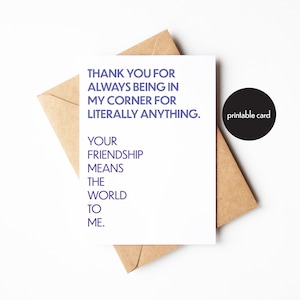 Tarjeta de felicitación imprimible para mejor amiga, recuerdo único de viaje o muerte, recuerdo de celebración considerado para la mejor amiga, regalo perfecto para ella