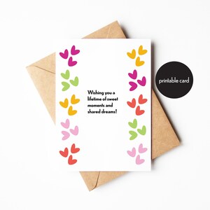 Hochzeit wünscht Karte, bedruckbar, digitaler Download, feierliche Ehe Geschenk, durchdachtes Andenken für Freund, einzigartiges Herz-Design