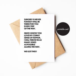 Carte imprimable Healing Thoughts, cadeau de guérison, note de soutien pour le rétablissement, cadeau unique de réconfort pour une opération médicale