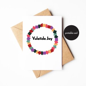 Carte de voeux imprimable pour les fêtes de fin d'année, conception de guirlande colorée pour les voeux de fin d'année, cadeau parfait pour un joyeux Noël, cadeau attentionné