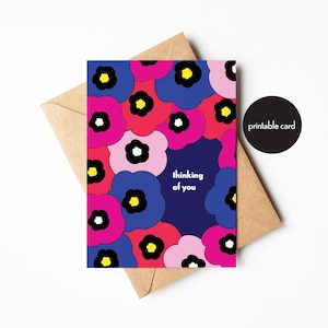 Thinking of You-kaart, afdrukbaar cadeau, medeleven, condoleances, kaart voor begrafenis, bloemen aandenken voor vriend, digitale download, moeilijke tijd