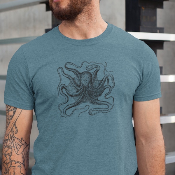 Vintage Octopus shirt | Nautical T-shirt | Ocean Theme | Retro Illustration | Marine Life | Kraken