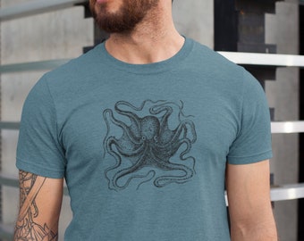 Vintage Octopus shirt | Nautical T-shirt | Ocean Theme | Retro Illustration | Marine Life | Kraken