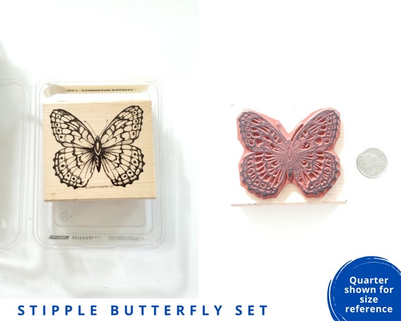 Stampin Up Stipple Butterfly Stamp Set | Retired | 2000 | Craft Destash |  Pre-Owned | Craft Supply | Wood Mounted Rubber Stamps