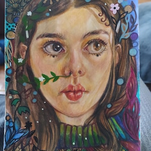 Ritratto originale su tecnica mista su carta da 15×21 cm