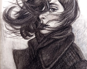 Portrait of Woman 18×23cm charcoal Study