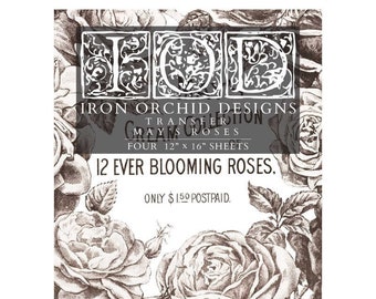 IOD Transfer May's Roses Iron Orchid Designs Decor Transfer