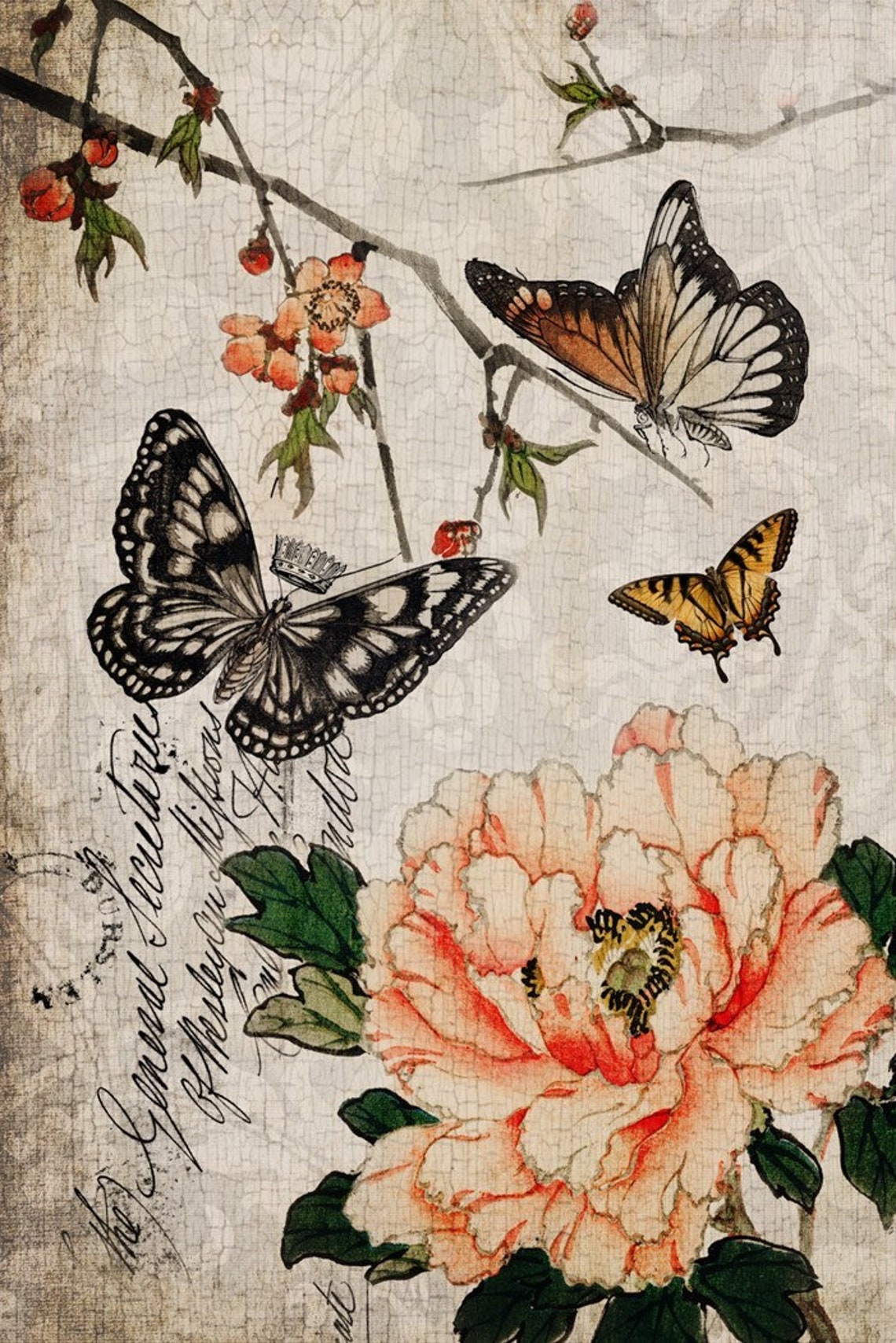 Butterfly Floral Decoupage Tissue Paper by Roycycled Etsy