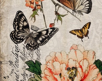 Butterfly Floral Decoupage Tissue Paper by Roycycled