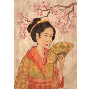 Geisha Reversed A1 Size - Mint by Michelle Decoupage Paper - Furniture Decoupage Paper