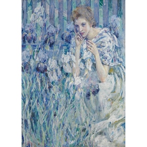 Woman with Lillies A3 Size (Retired) - Mint by Michelle Decoupage Paper - Furniture Decoupage Paper
