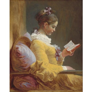 Young Girl Reading Reversed A1 Size  - Mint by Michelle Decoupage Paper - Furniture Decoupage Paper