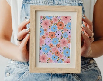 Floral Wall Art Print, A5 A4 A3, Cute Home Decor, Pastel Colors