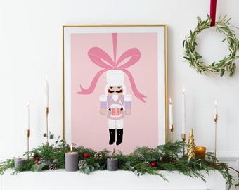 CHRISTMAS Pink Nutcracker Art PRINT, Christmas Wall Art, Croatia Poster, Travel Art Illustration, Xmas Art, A5 A4 A3, Home Decor