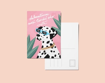 DALMATIAN DOG Croatia Postcard, Travel Card, A6 Postcard, A6 Mini print Card, Illustrated postcard