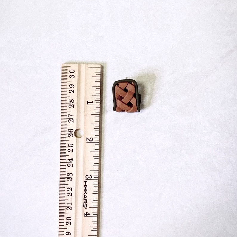 Polymer Clay Woven Huggies Earrings in Camel /& Forest Green PREORDER Handcrafted
