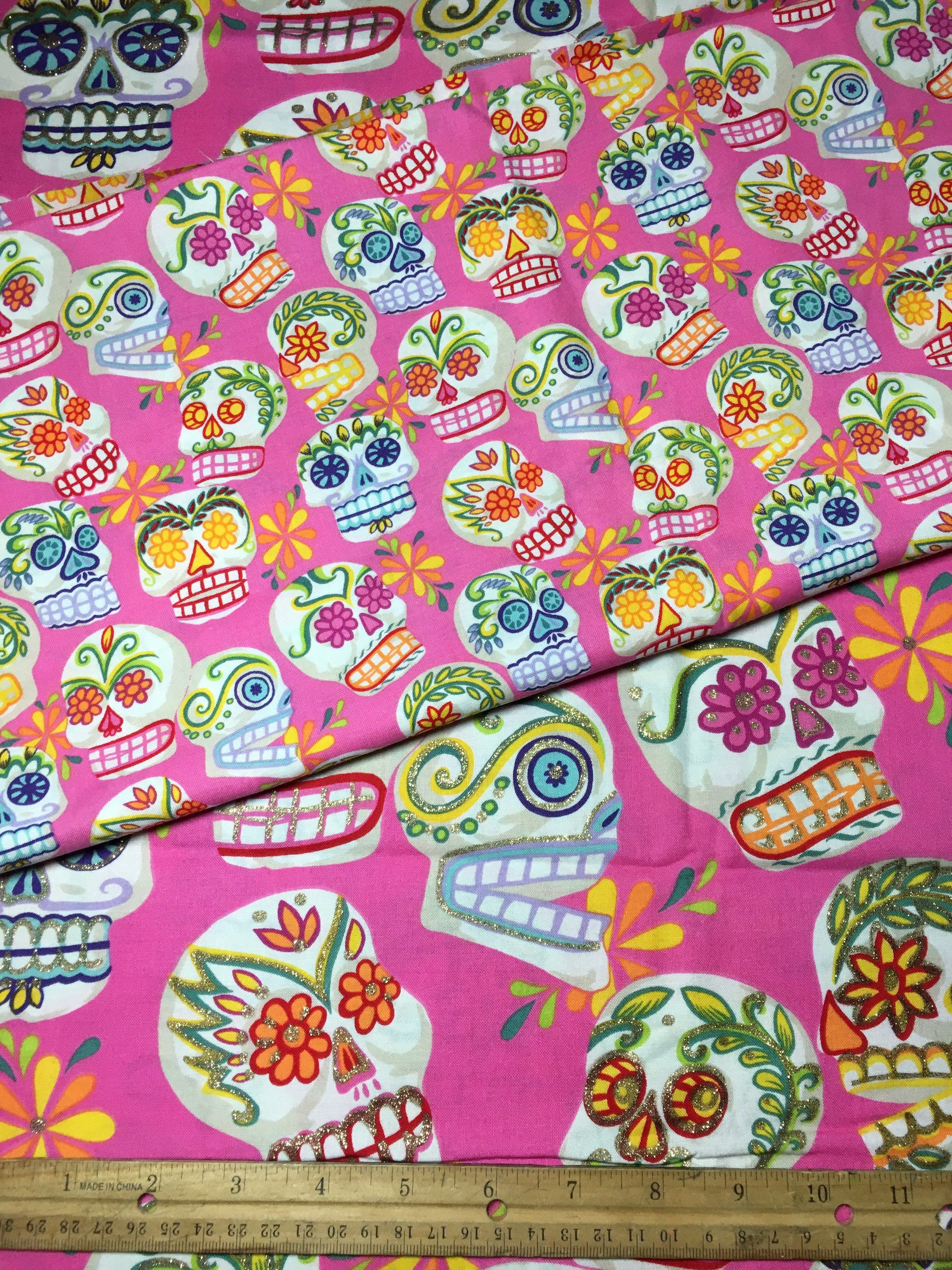- Henry Collection Novios Folk Alexander Skull of Cotton 18x21.75 Mexican Fabric Sugar 2007 Los Etsy Day Dead Sewing the
