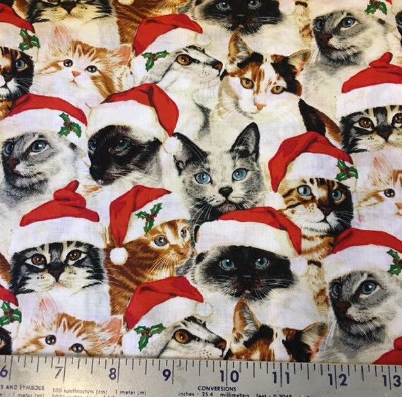 Patty Reed CHRISTMAS CATS Fabric Traditions 2008 Vtg Sewing Cotton ...
