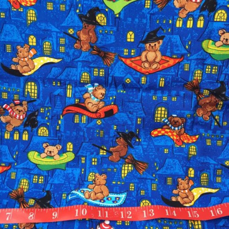 18x22 MAGICAL BEARS Fabric Chanteclaire Flying Broomstick Etsy
