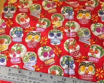 18x22 MINI CALAVERAS Fabric Day of the Dead RED Sugar Skull Alexander Henry 2005 Cotton Sewing Quilting Mexican Folk