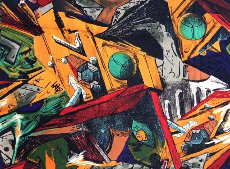 1990s Bold MODERN ART GRAFFITI Fabric Abstract 18x22 Alexander Henry