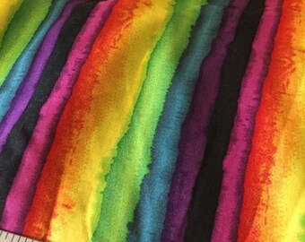 Bright Stripes Sewing Fabric 1 yard  Bold Rainbow Stripe Quilting Lightweight