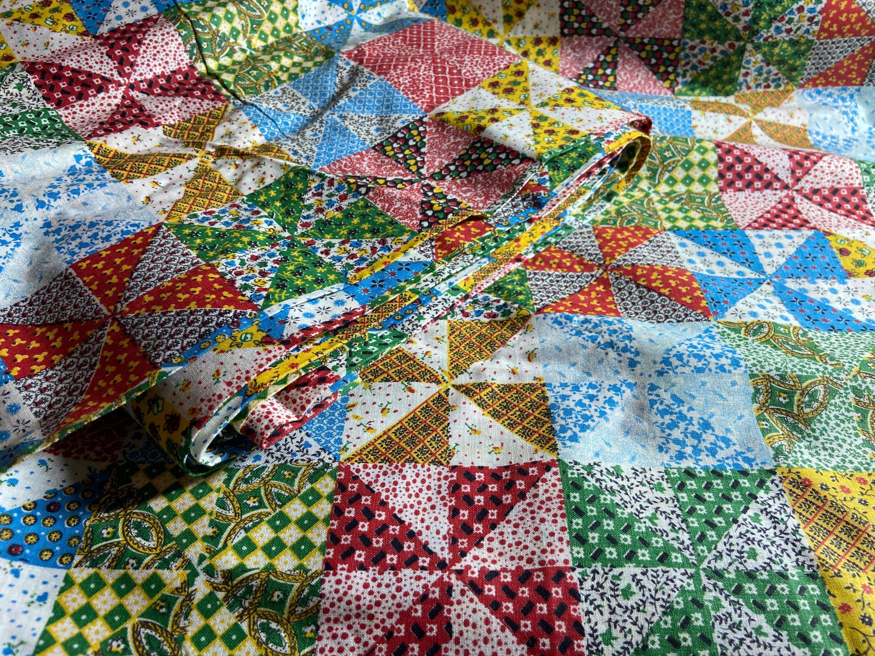 PATCHWORK STAR Fabric Pinwheel 1/2 Yard 18” X 35” 1980s