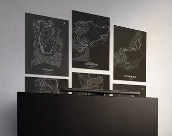 Formula 1 Circuit Wall Art | F1 Track Map Poster Bundle | Minimal Motorsport Decor | Digital Download