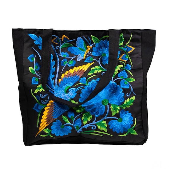 Mexican Handmade Tote Bag. Hand Embroidered Bag. Traditional Etsy