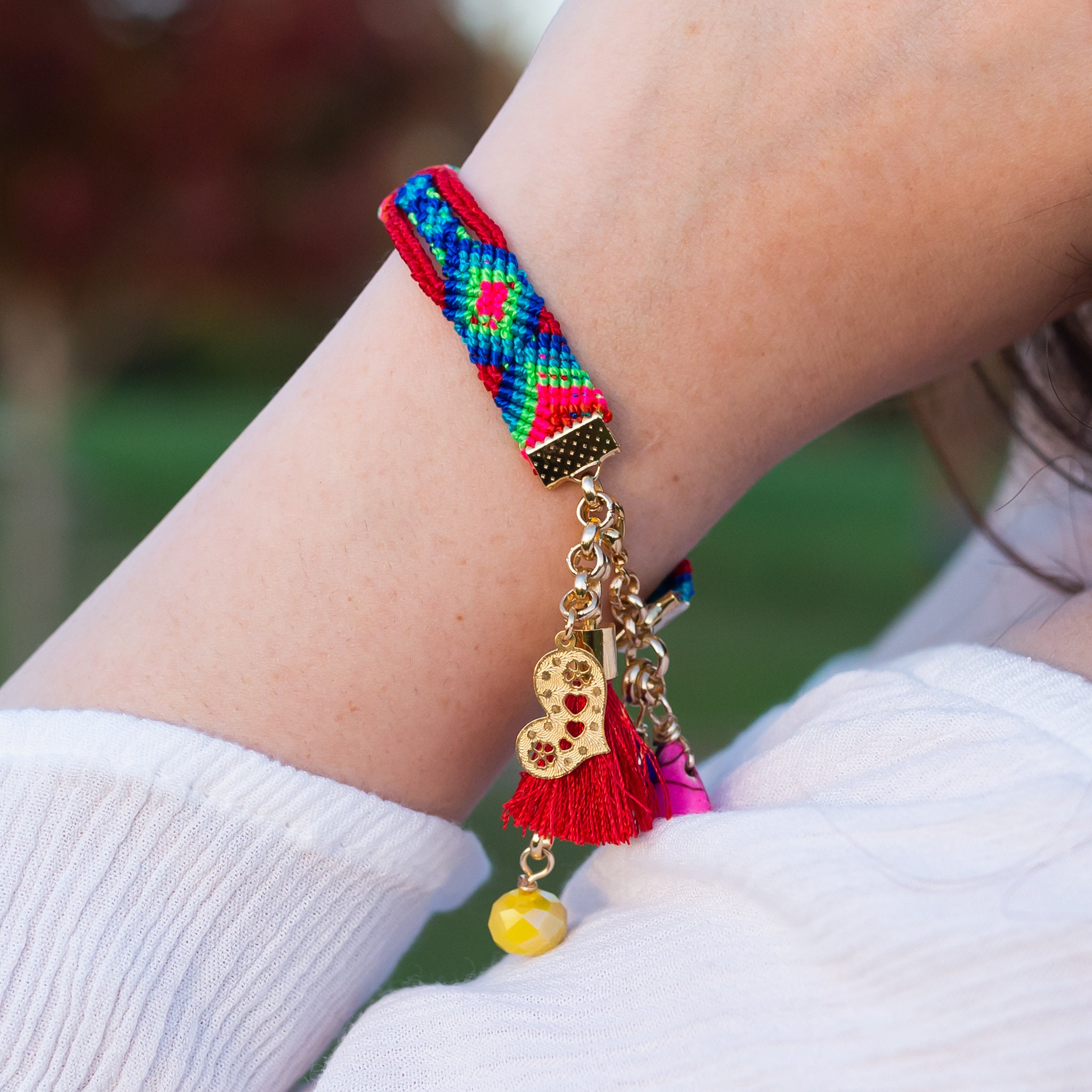 Mexican Friendship Bracelet Trendy Ethnic Bracelet Charms Etsy