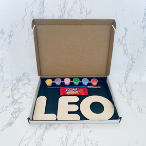 Kids Name Painting Activity Box, Paint Your Own Name, Personalised Wooden Kids Craft Box, Lockdown Activity, Kids Name, Kids Decoration image 1