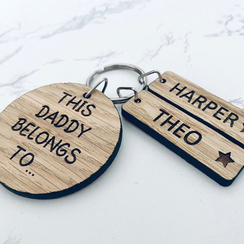 Daddy Personalised Wooden Keyring Family Gifts Grandad Christmas Dad 