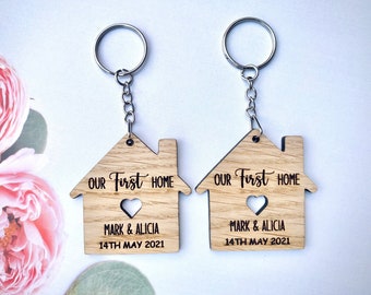 Our First Home Keyring - Key Chain - Moving House - First Home - Wooden Personalised Keyring - Wooden Gift - New home Gift - New House