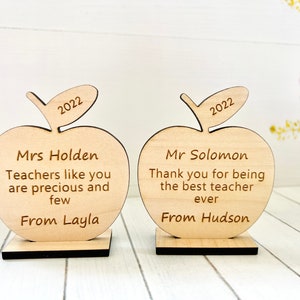 Personalised Teacher Trophy, End Of School Year Present For Teachers, Desk Accessories, Teaching Assistant, Nursery Worker Wooden Gift