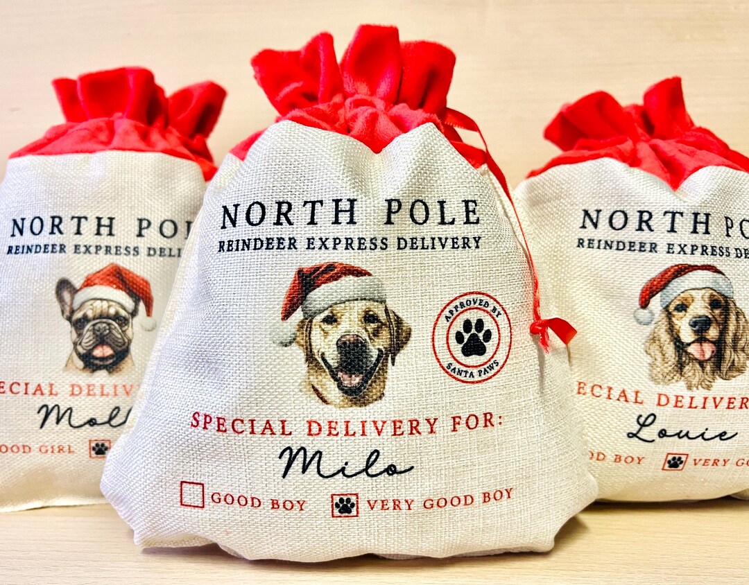 Personalised Dog Christmas Santa Sack, Pet Stocking, Christmas Gifts