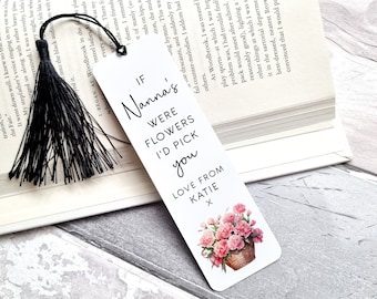 Nanna Bookmark, Personalised Gifts For Nana, Mothers Day, Birthday Gift, For Her, Floral Gifts, Flowers, Bookmark For Her, From Grandkids