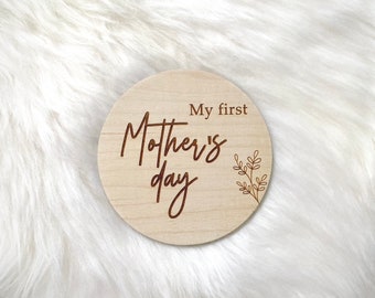 First Mothers Day Wooden Disc, My 1st Mothers Day Plaque, Social Media Photo Prop, For Baby, Mothers Day Gift