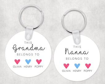 This Grandma, Nanna Belongs To Keyring, Personalised Mothers Day Key Chain, Gifts For Her, For Grandparents, From Grandchildren, Keepsake