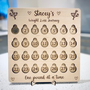Gewichtsverlies grafiek gepersonaliseerd met naam houten gewicht tracker plaquette, afslankwereld, Weight Watchers, gezond eten oefening dagboek grafiek