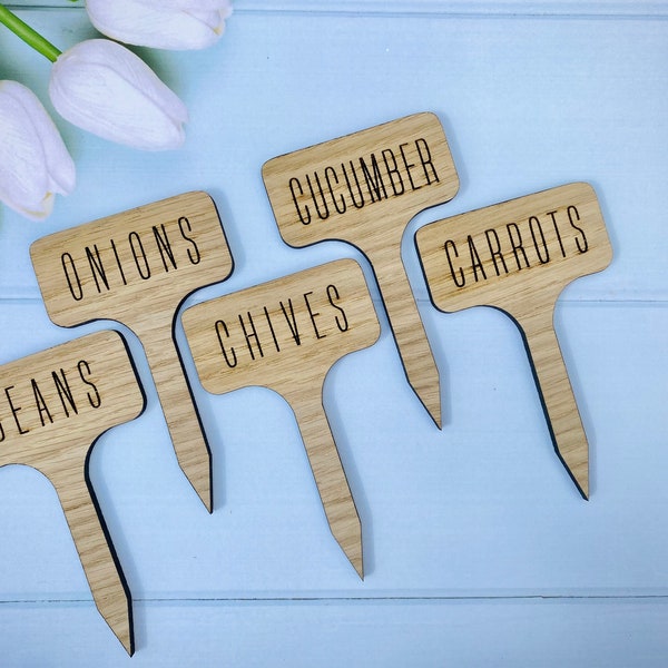 GARDEN MARKERS Stakes Vegetable Fruit Seed Herb Custom Personalised Tags Sign Gift Gardening Plot Allotment Veggie Wood Veg Labels Flower