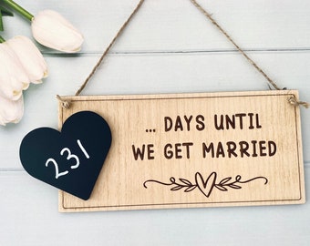 Wedding Day Countdown, Engagement Plaque Gift, Bridal Shower, Hen Do Present, Days Until Mr And Mrs, Wedding Countdown Chalkboard Sign
